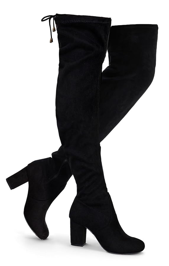 Vepose Women's Over The Knee High Boots Suede Thigh High Boot 3 Inch Chunky Heels Zipper Adjustab... | Amazon (US)