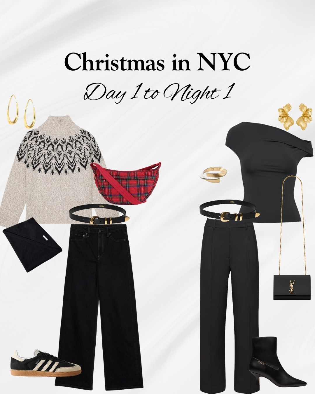 Day 1 NYC outfits 🎄

Day 1 sizing:
Jeans from Abercrombie.
Sweater size S.
Adidas fit tts.

Night 1:
Top size S.
Bottoms size S 35” inseam.
Belt size S.
Boots fit tts. 

#LTKwinter #LTKstyletip #LTKtravel