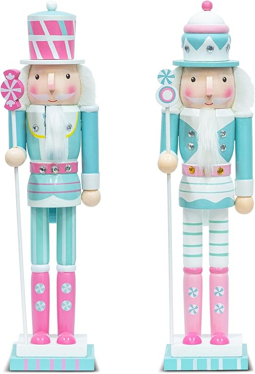 KI Store Nutcracker Pink and Blue 15-Inch Set of 2 Wooden Nutcracker Soldier Figurine Display Set... | Amazon (CA)