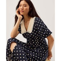 Monsoon Stella Polka Dot Midi Dress Navy - Monsoon - Size: 20 | JD Williams (UK)