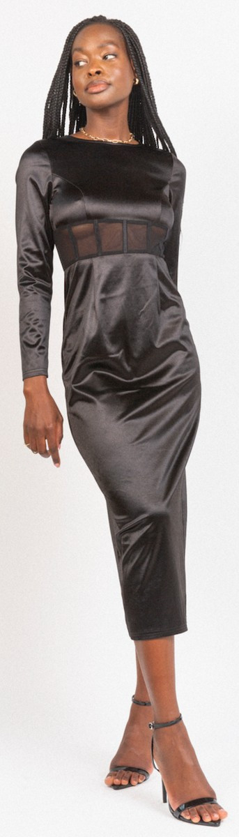 Satin Illusion Wasit Dress | Area Stars