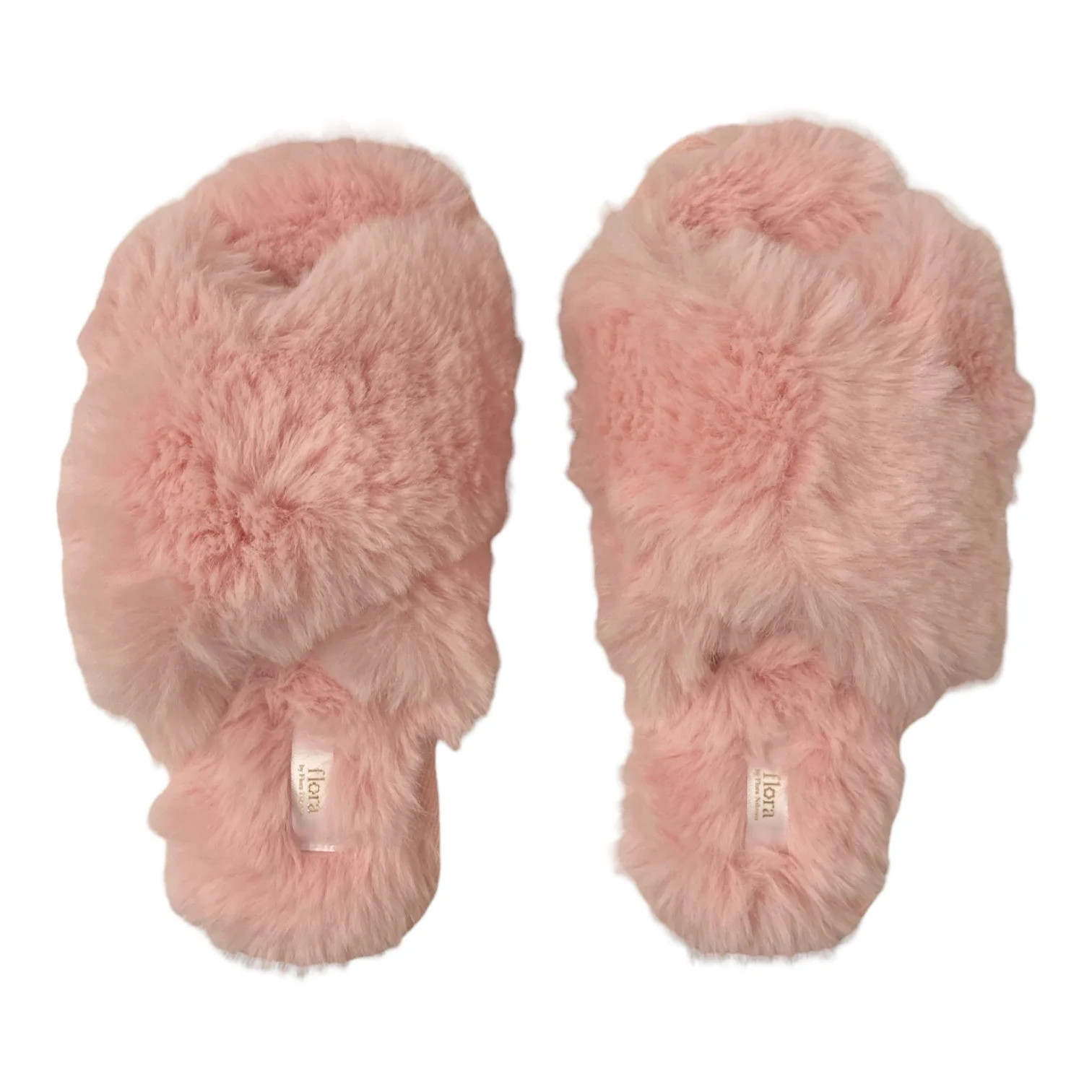 Flora Nikrooz Women's Soft & Comfortable Faux Fur Crossband Slipper (Pale Pink, S(5-6)) | Walmart (US)