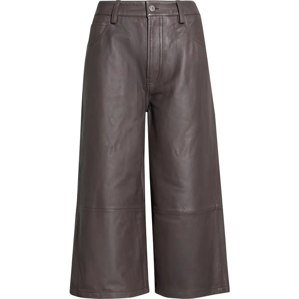 STAUD Hunter Leather Culottes in Earth at Nordstrom, Size 2 | Nordstrom