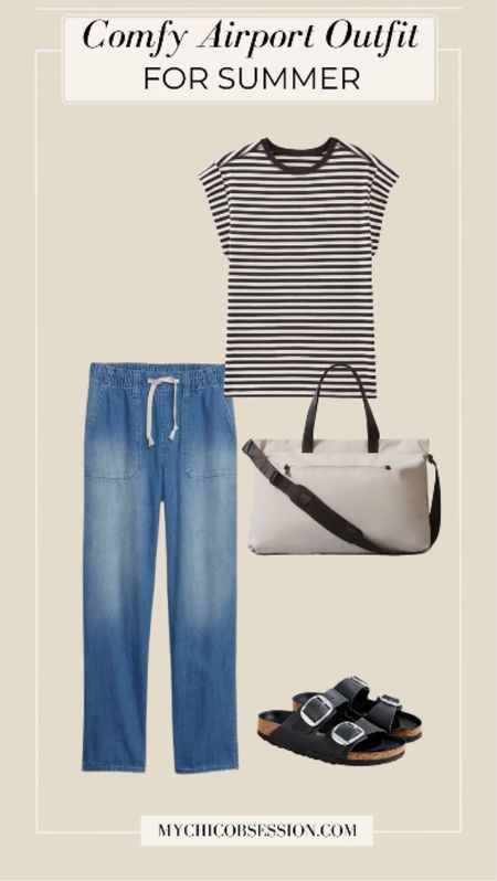 Keeping you comfortable while still featuring a more put-together feel, these pull-on jeans are amazing for their versatility. Pair with a comfy pair of sandals to reinforce the summery style and casual travel outfit. Finish the look with a striped shirt and a weekender bag.



#LTKSeasonal #LTKtravel #LTKstyletip