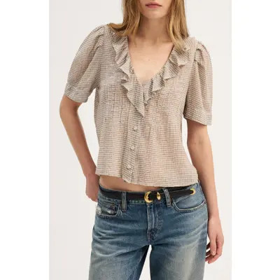 Madewell Ruffle Pintuck Top in Gauzy Cotton Check at Nordstrom, Size X-Small | Nordstrom