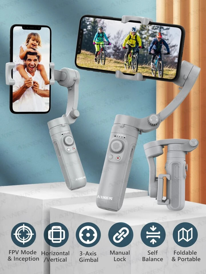 AXNEN 3-Axis Foldable Smartphone Handheld Gimbal Cellphone Video Record Vlog Stabilizer For Andro... | SHEIN