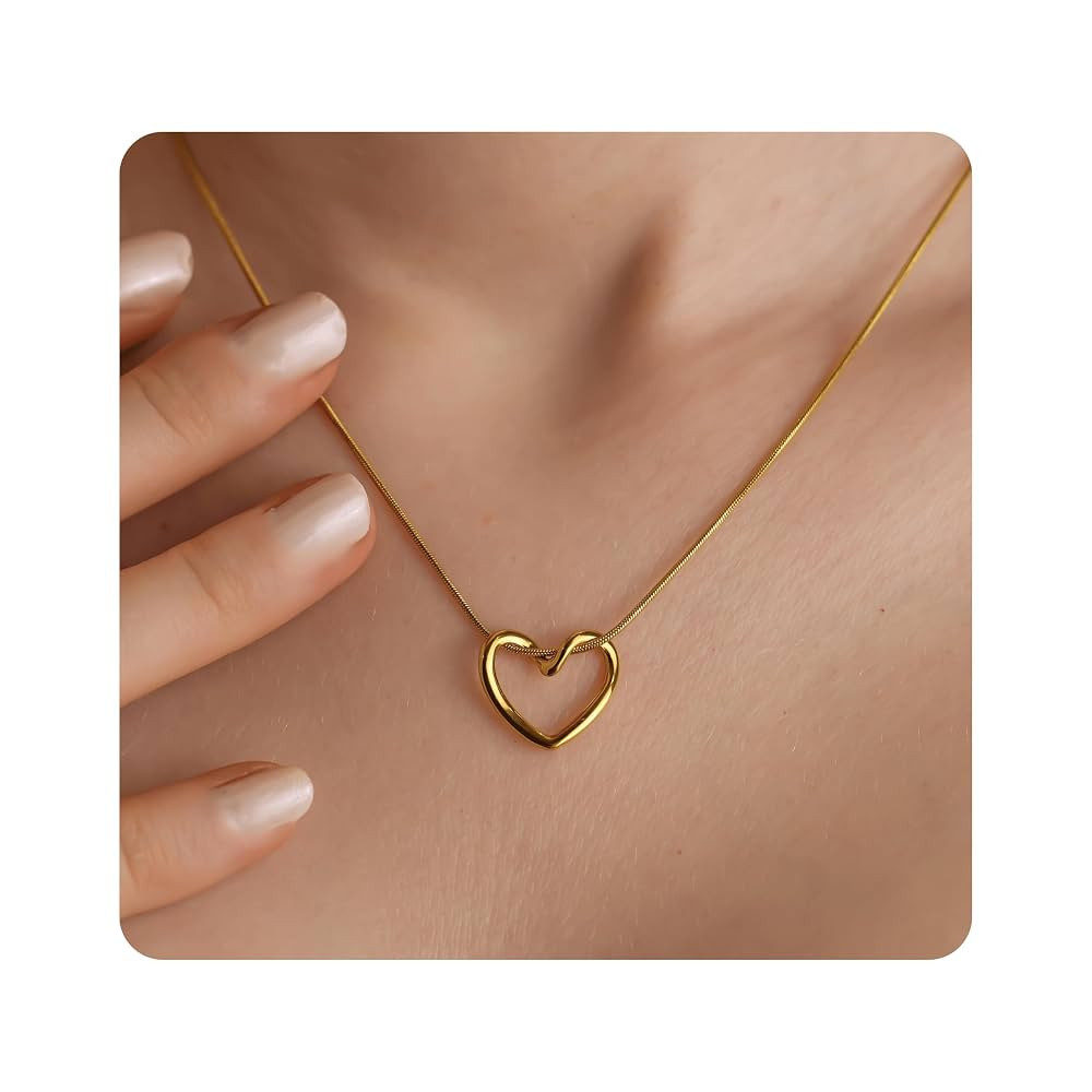 Single Heart Necklace for Women 14k Gold Plated Heart Necklace Simple Heart Necklace as Unique Gi... | Amazon (US)