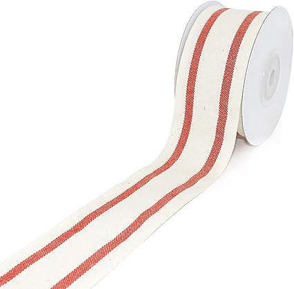 CT CRAFT LLC Natural Cotton Ribbon with Stripe 1-1/2 inch (38mm) x 10 Yards. Christmas Natural Ri... | Amazon (US)