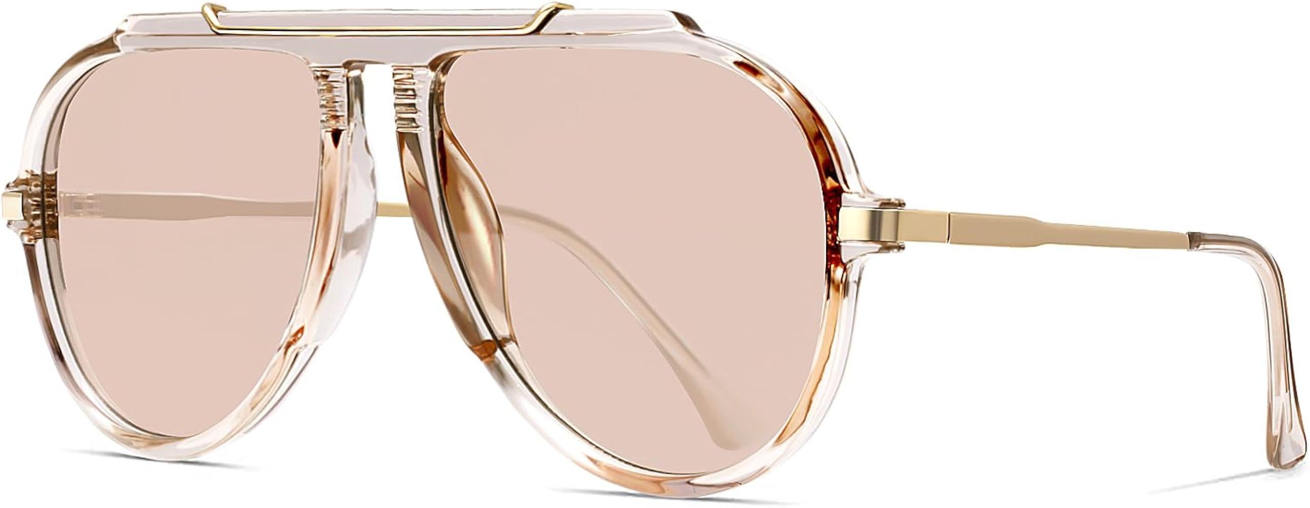 Oversized Aviator Sunglasses for Women Men Trendy 2026 Retro 70s Sunnies Tangle Free Gold Big | Amazon (US)