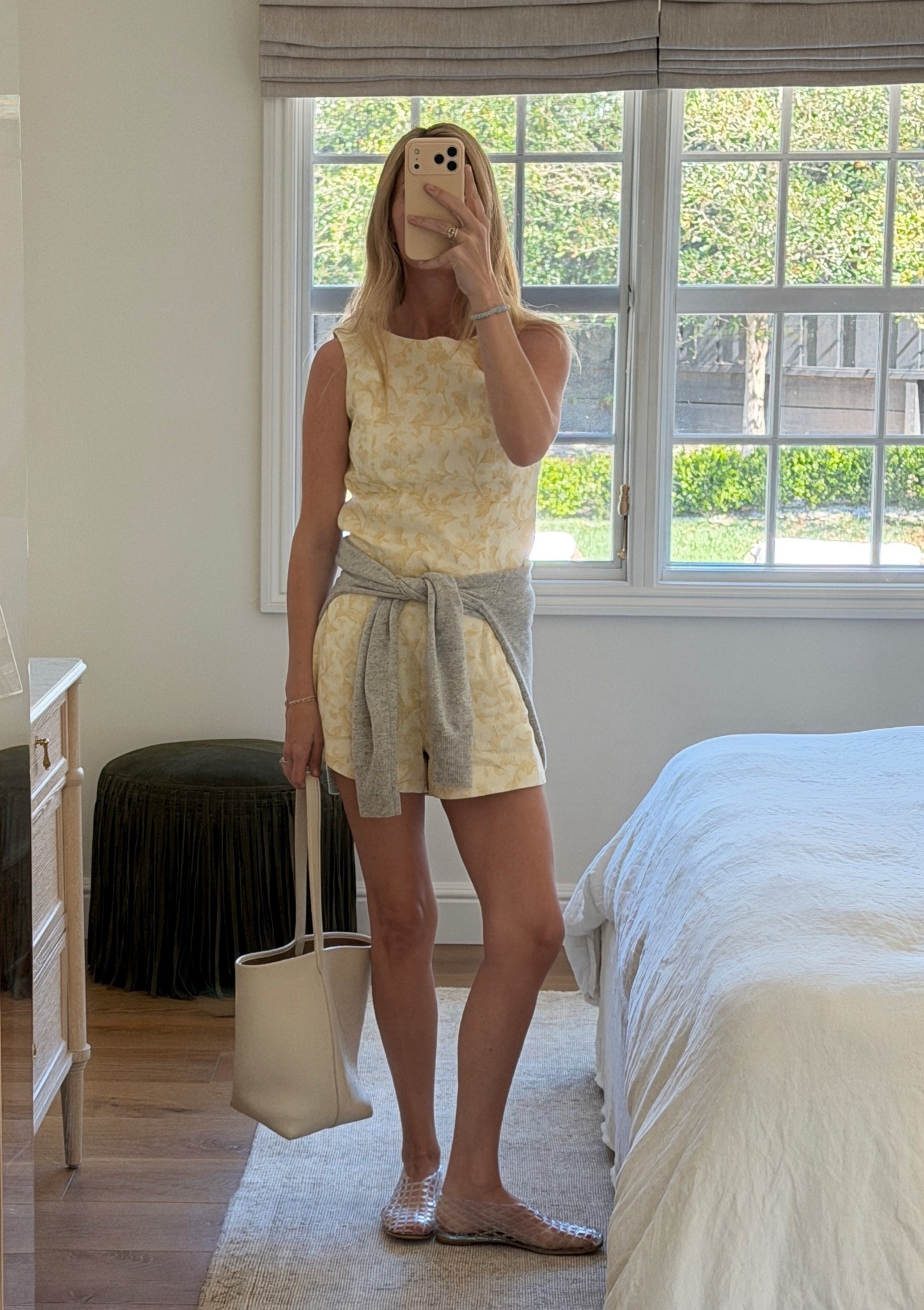 Obsessed with this set. And love sets in general to wear effortlessly or separate! This one is very beautiful, and true to size! My tote is the medium size which seems to be sold out everywhere, I’ve had it for a few years now - but found the small version! I’d check secondhand spots too. Have a good day! 