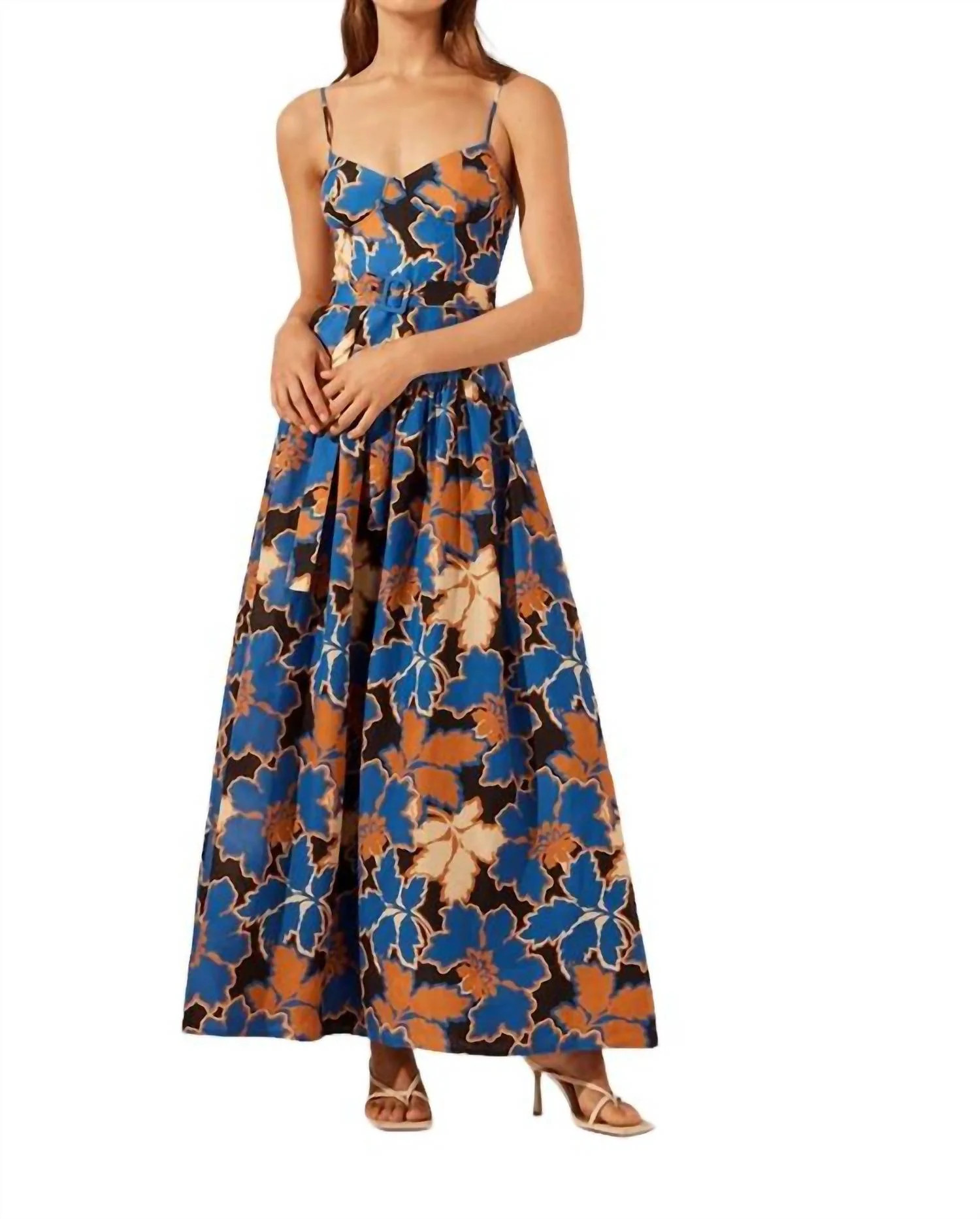 Karla Panelled Bustier Maxi Dress In Strong Blue/multi | Shop Simon