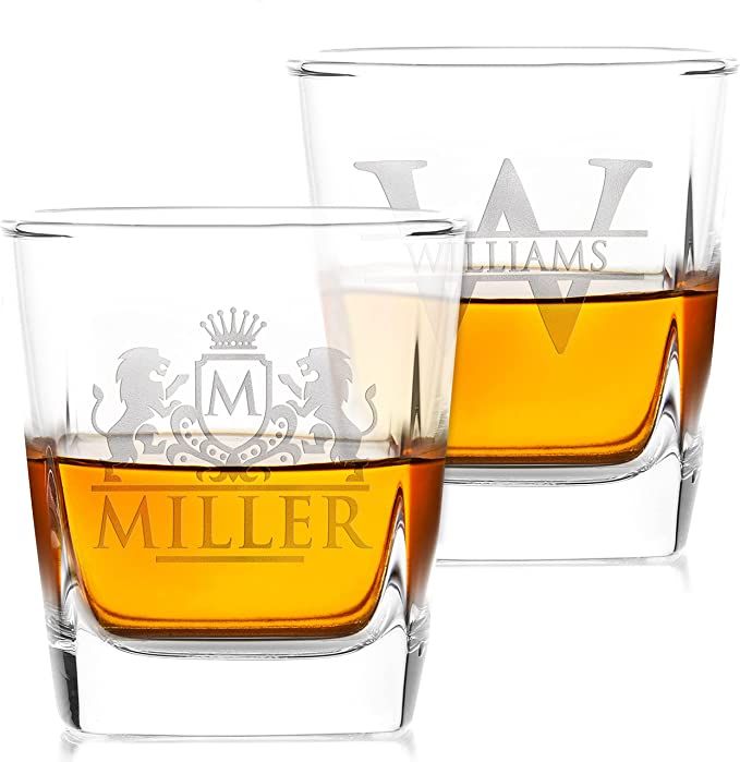 Amazing Items Set of 2 - Whiskey Gifts for Men, Personalized Whiskey Glasses w/Name & Initial - 9... | Amazon (US)