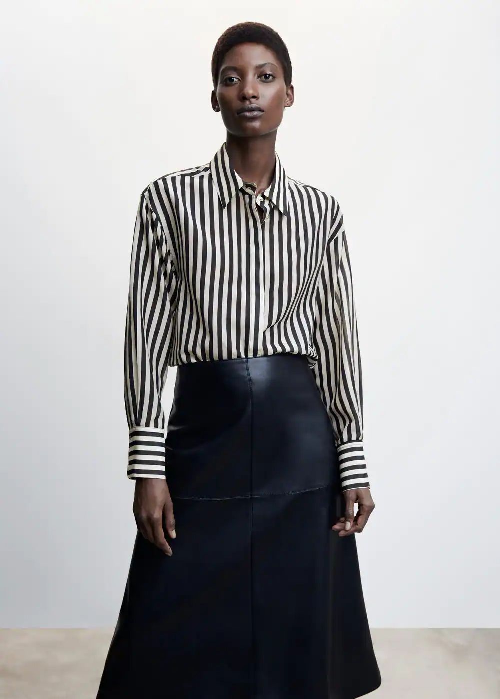 Striped cotton oversized shirt -  Women | Mango United Kingdom | MANGO (UK)