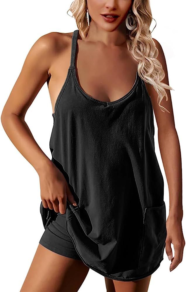 Tennis Dress for Women FP Dupes Hot Shot Mini Dress Onesie Oversized Romper Pockets, Free Built-i... | Amazon (US)