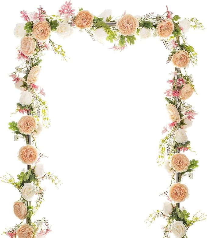 2 Pack Artificial Peony Garland, Floral Greenery Garland with Mixed Peony Flowers and Green Leave... | Amazon (US)