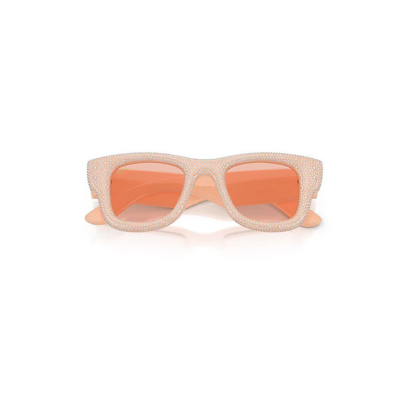 Ray-Ban Wayfarer Puffer Crystal Pavè Edition Sunglasses Solid Nude Frame Pink Lenses 47-23 | Ray-Ban (US)