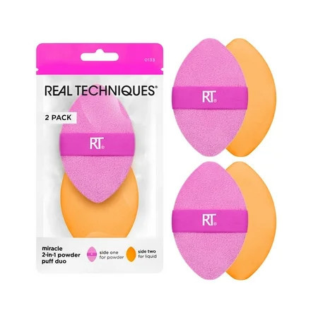Real Techniques Miracle 2-in-1 Powder Puff Duo Makeup Puff for Powder Liquid & Cream 2 Count | Walmart (US)