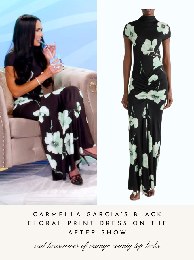 Carmella Garcia's Black Floral Print Dress on The After Show 

 