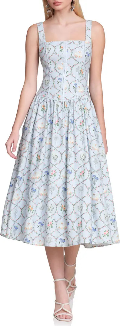 Floral Print Linen Blend Midi Dress | Nordstrom