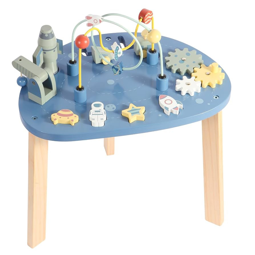 Asweets 6 in 1 Montessori Wooden Activity Table, Multicolor Universe Themed Table for Kids with B... | Amazon (US)
