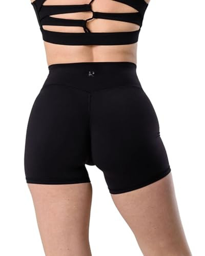 Kamo Fitness Featherlite Enhance 6" Women's Biker Shorts - Lifting Scrunch, No Front Seam, Soft Lightweight Fabric, Butt-Lifting High Waist Yoga Shorts (Black, XS) | Amazon (US)