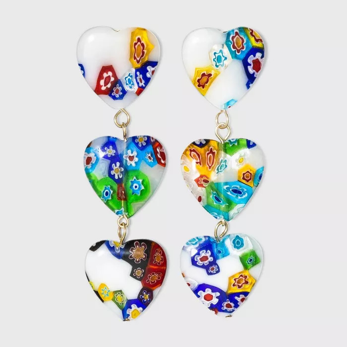 SUGARFIX by BaubleBar Floral Heart Drop Earrings - Blue | Target