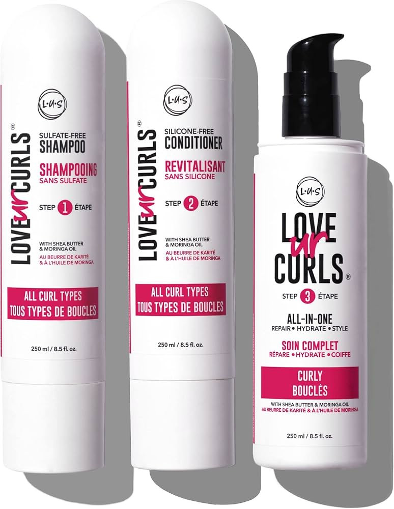LUS Brands Love Ur Curls for Curly Hair, 3-Step System - Shampoo and Conditioner Set with All-in-... | Amazon (US)