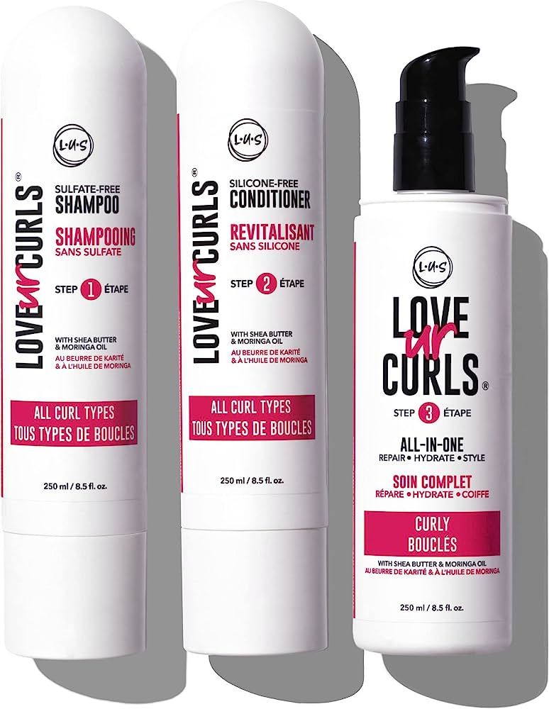 LUS Brands Love Ur Curls for Curly Hair, 3-Step System - Shampoo and Conditioner Set with All-in-... | Amazon (US)