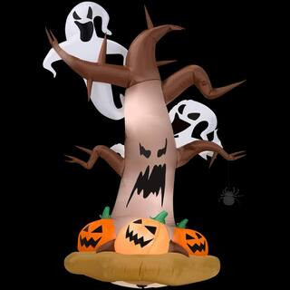 8 ft. Tall Dead Tree with Ghost and Pumpkins | The Home Depot