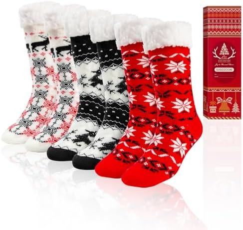 3 Pairs Fuzzy, Warm Slipper, Socks For Women, Soft Sherpa | Amazon (US)