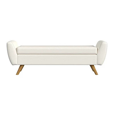 Textured Woven Storage Bench, Ivory, 60W x 18D 21H , Metal/Wood | Kirkland's Home | Kirklands