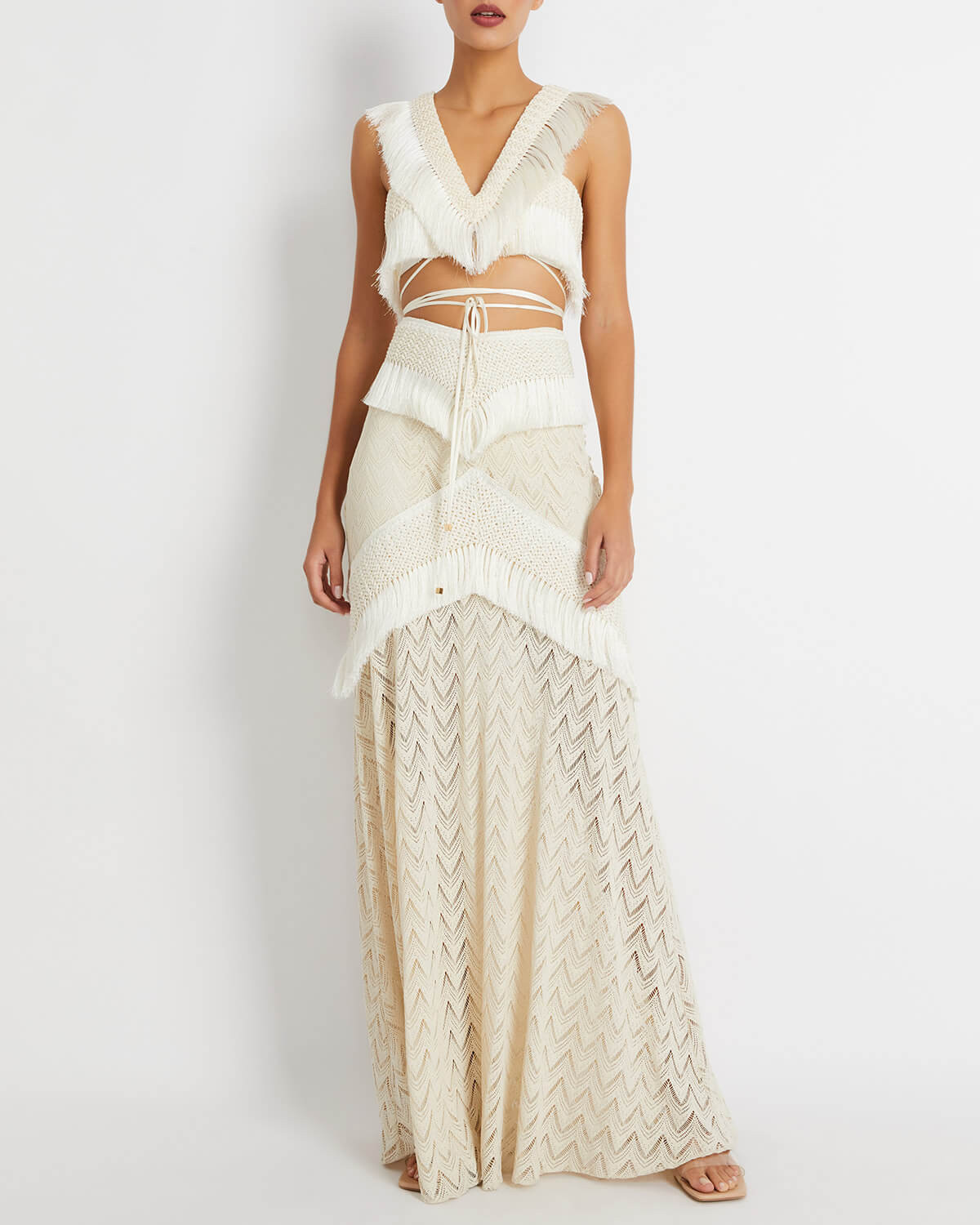 Fringe Trim Maxi Skirt | PatBO