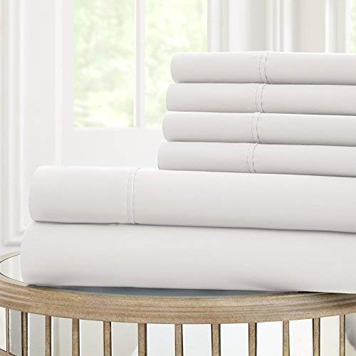 Amrapur Overseas | 6-Piece Nanotex Cool Comfort 120 GSM Microfiber Sheet Set (White, King) | Amazon (US)