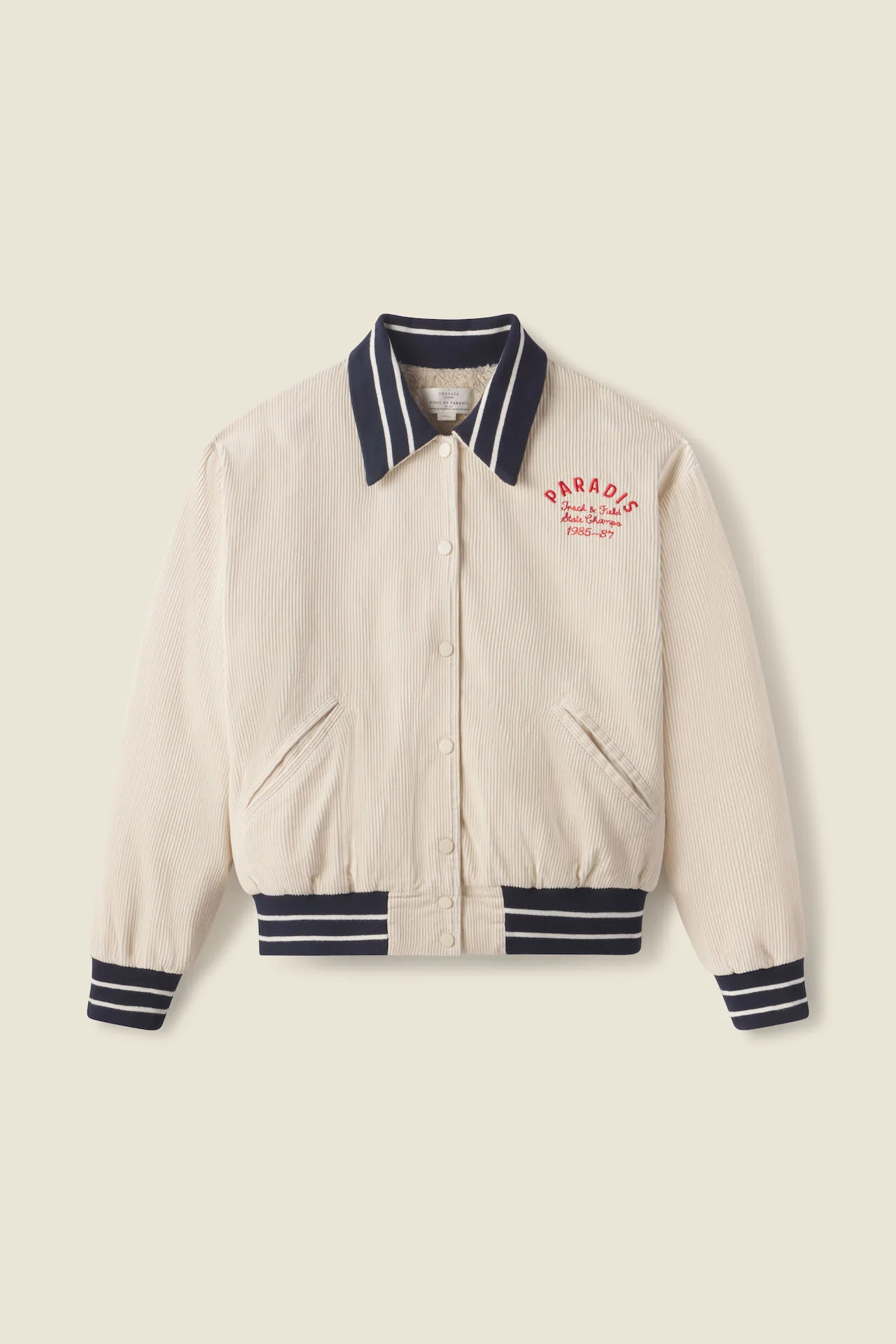 Logan Varsity Jacket Oat | TROVATA