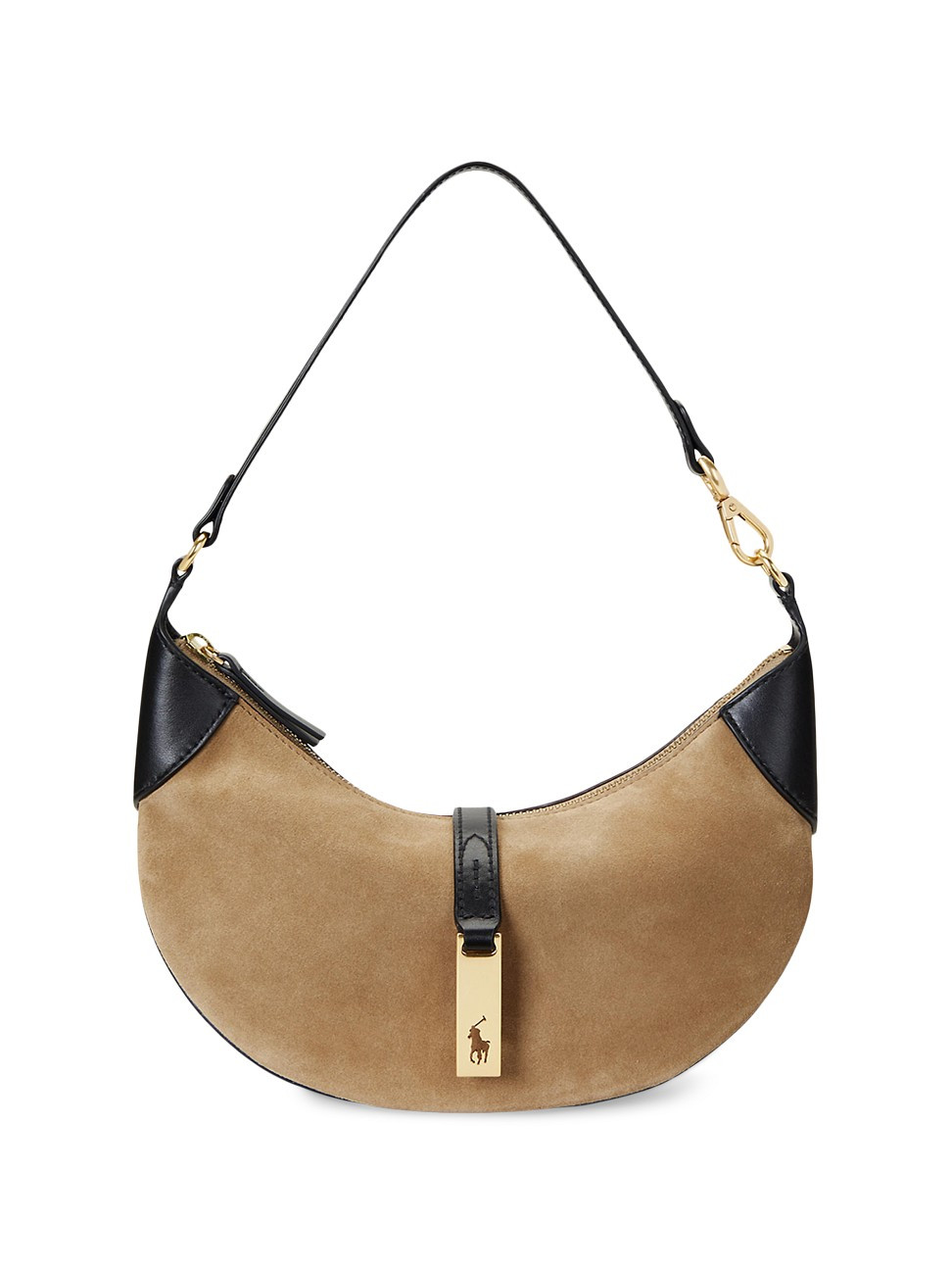 Women's Polo ID Mini Suede Shoulder Bag - Light Tan Black | Saks Fifth Avenue