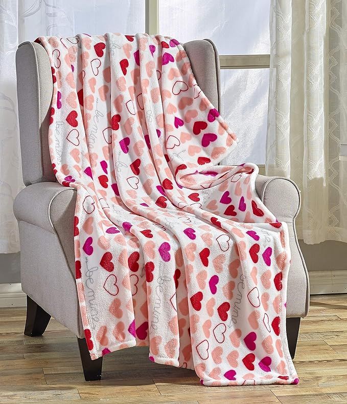 Décor&More Amor Eterno Be Mine Love Collection Valentine's Day Heart Ultra Plush Throw Blanket (... | Amazon (US)