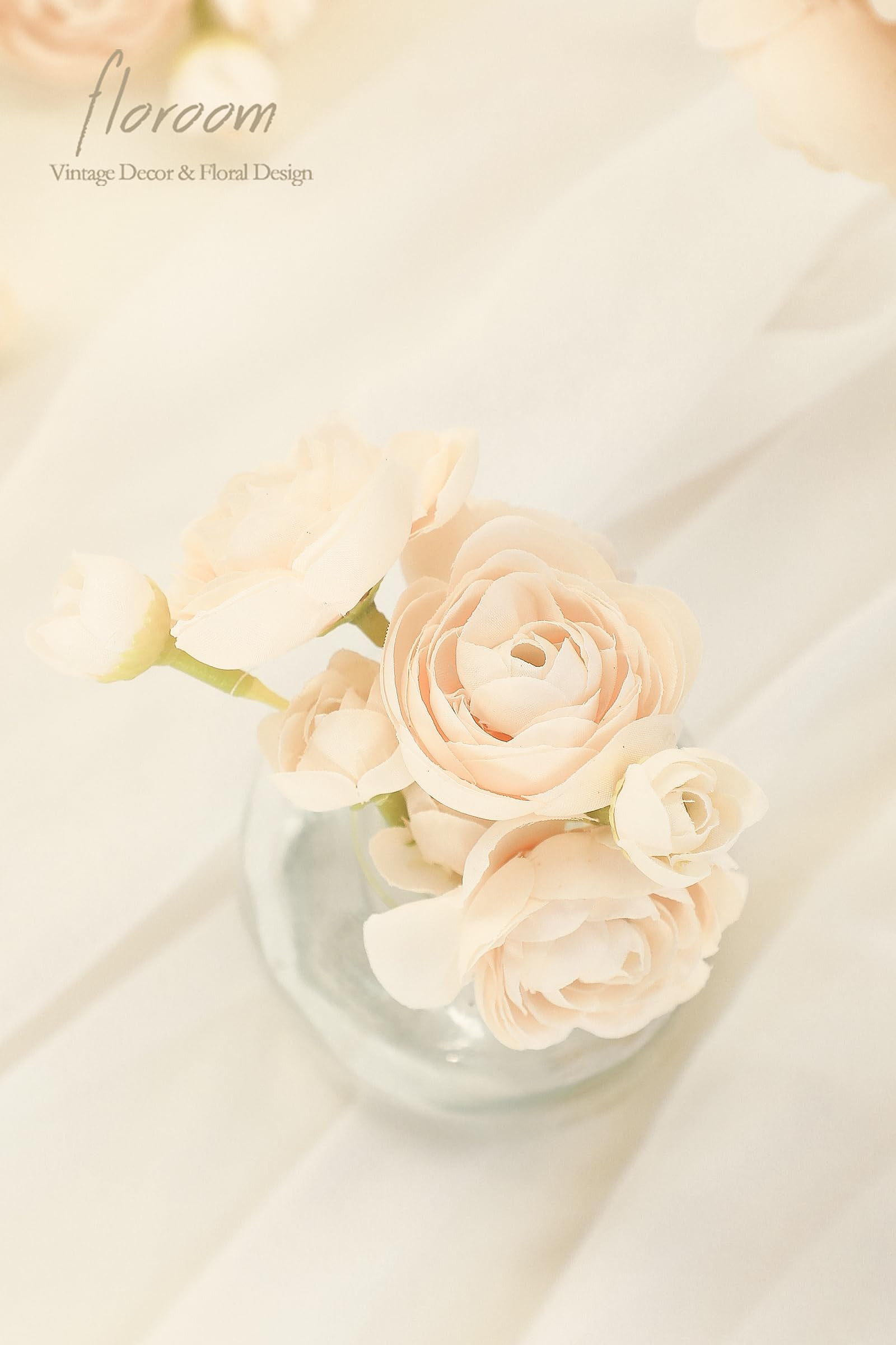 Floroom Ranunculus Artificial Flowers 18 Pcs Champagne Faux Silk Mini Ranunculus Bulk Fake Weddin... | Amazon (US)