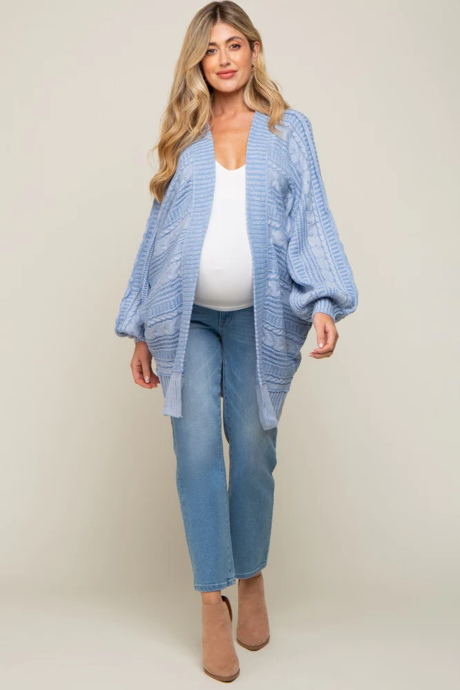 Blue Knit Maternity Cardigan | PinkBlush Maternity