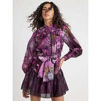 River Island 3D Floral Belted Dress - Purple | Very (UK)