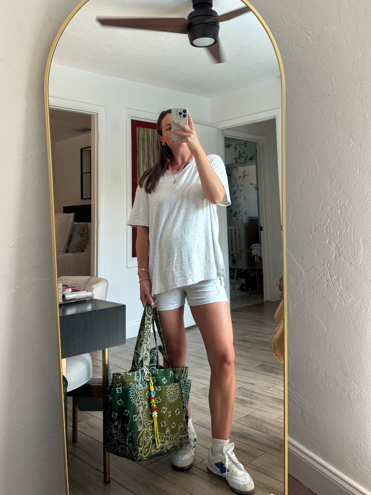 Such a comfy, easy maternity set! Wearing a medium but wish I went for a small here (shirt is great but the biker shorts are a bit big)

& loooove my new diaper bag! Linking similar💚

#LTKBump #LTKmomlife #LTKootd