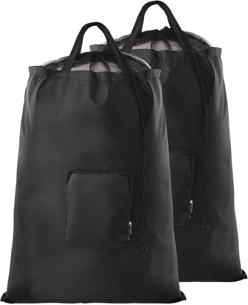 Travel Laundry Bags, 2Pcs JHX Foldable Dirty Clothes Bag 【2024 Upgraded】 with Fixed Drawstrin... | Amazon (US)