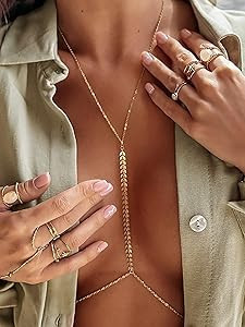 MODRSA Gold Body Chain Jewelry for Women Back Necklace for Backless Dress Backdrop Pearl Rhinesto... | Amazon (US)