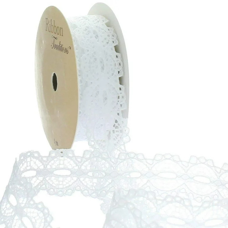 7/8" Ribbon Hole Lace Trim White 5 yards - Walmart.com | Walmart (US)