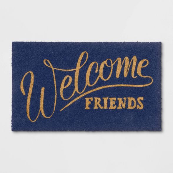 18"X30" Welcome Friends Coir Doormat Navy - Threshold™ | Target