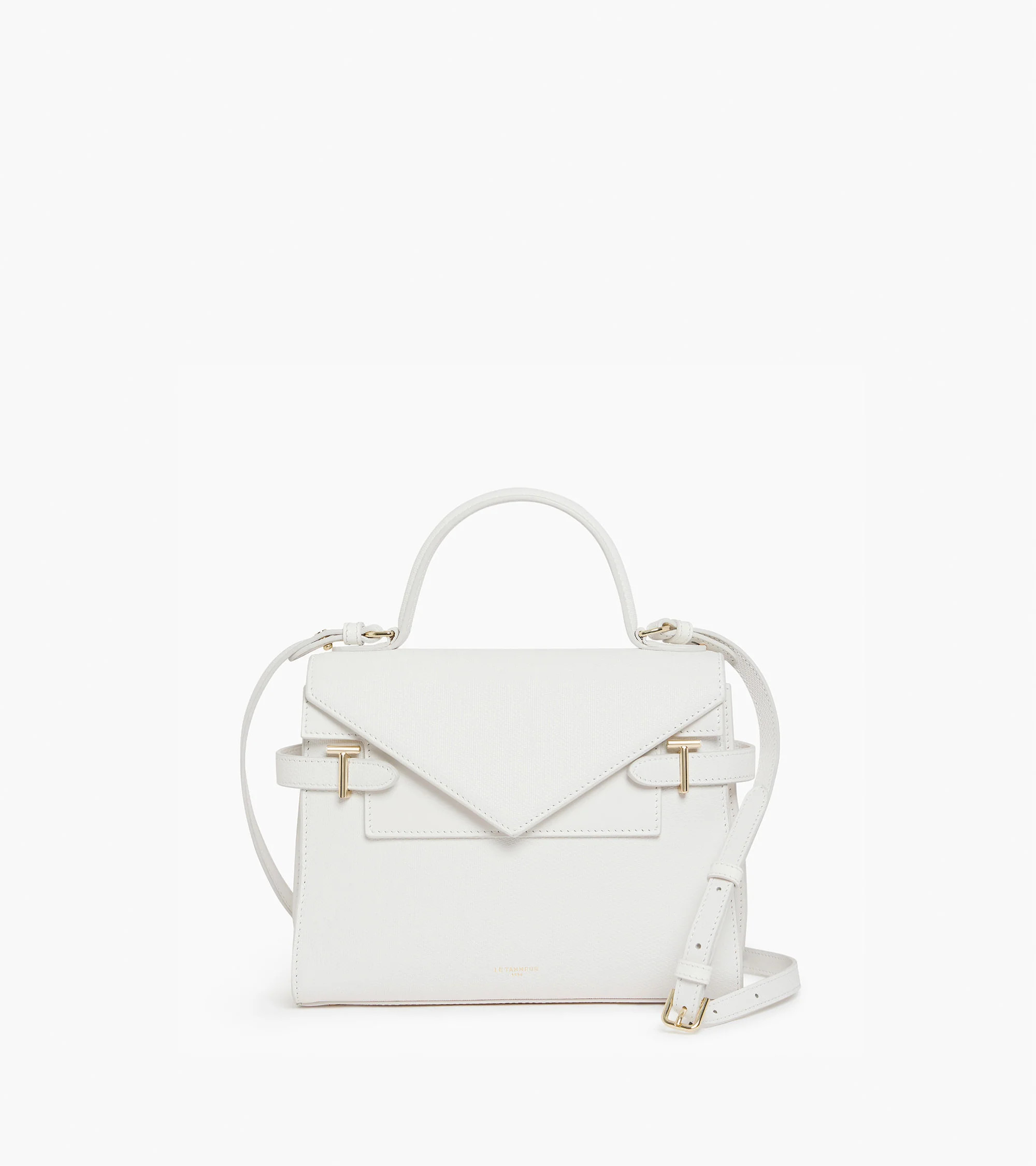 Emilie
         medium handbag with double flap in t-signature leather | Le Tanneur