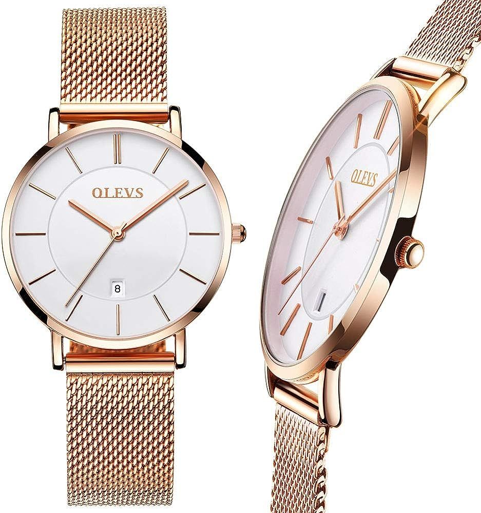 Women's Steel Mesh Watch,Ultra Thin Watch for Ladies,Date Watch,Waterproof Watch,Watch with Rose ... | Amazon (US)