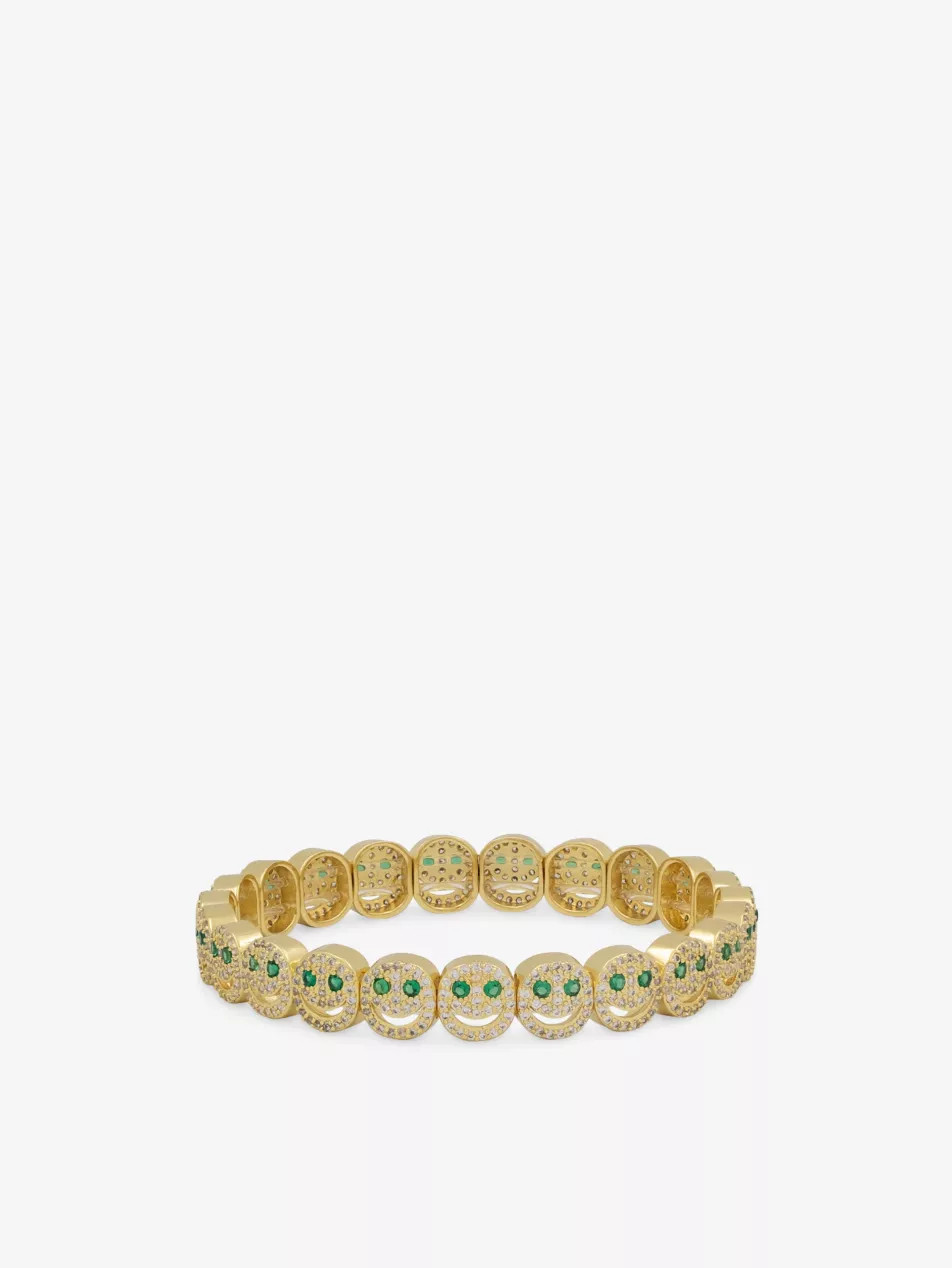 The Pavé The Happy Face 18ct Yellow Gold Plated Brass And Cubic Zirconia Bracelet | Selfridges