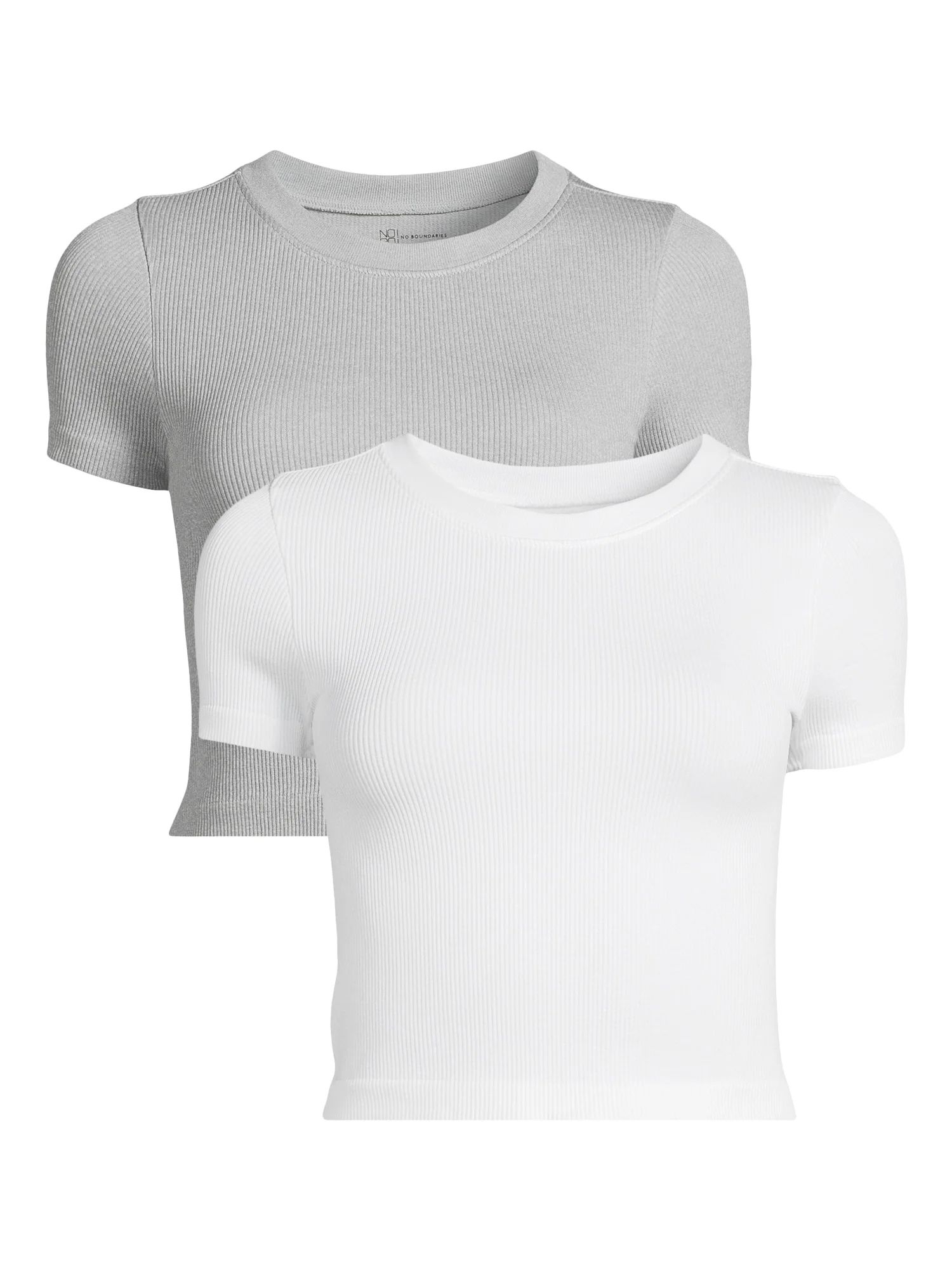 No Boundaries Juniors Seamless Crewneck Tee with Short Sleeves, 2-Pack, Sizes S-XL | Walmart (US)
