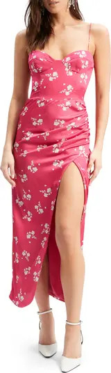 Amika Floral Print Satin Midi Dress | Nordstrom