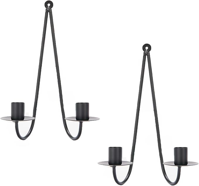 Metal Wall Candle Sconces Holder - Candle Sconces Wall Decor Set of 2, Hanging Wall Candle Holder... | Amazon (US)